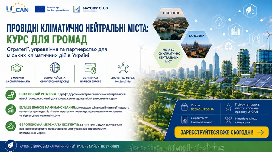 Навчальний курс «Провідні кліматично нейтральні міста: курс для громад»
